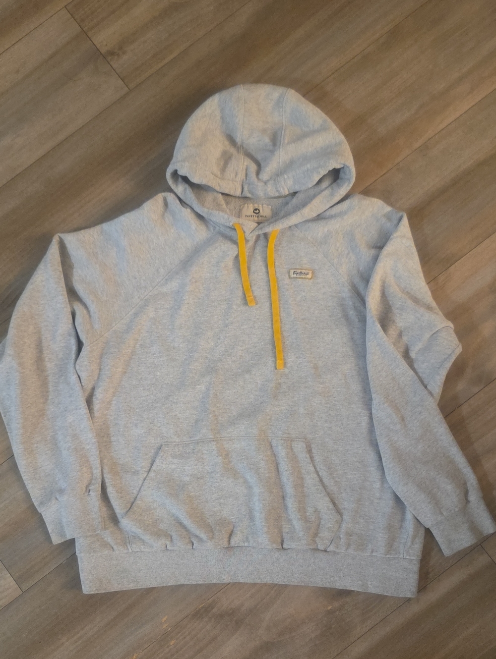 Men's Fayettechill Light Gray Hoodie with Yellow Drawstrings